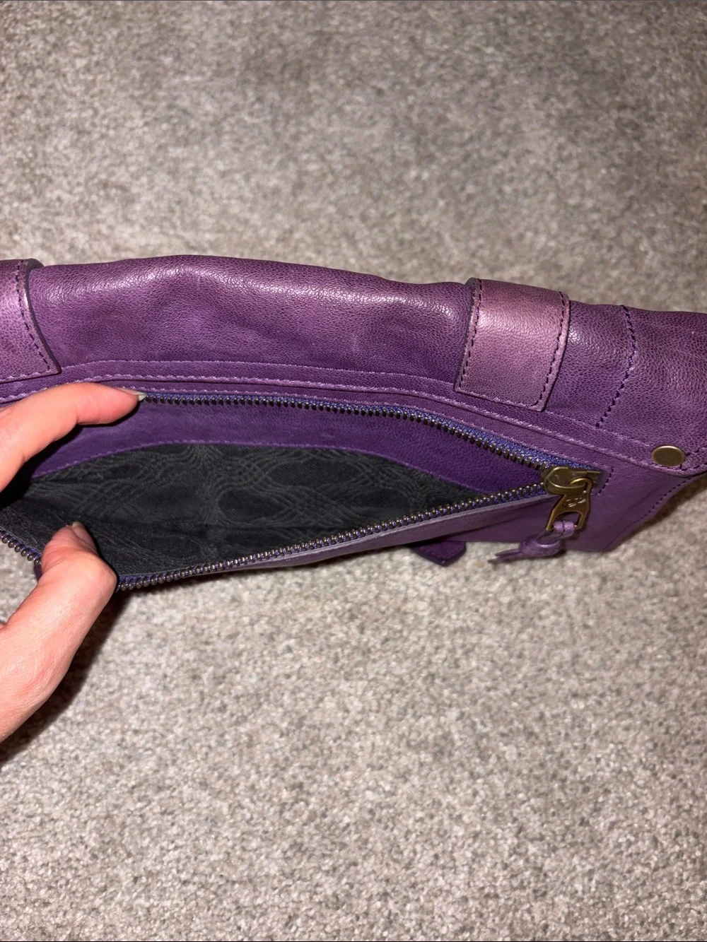 Proenza Schouler Purple Leather Clutch with Gold Hardware